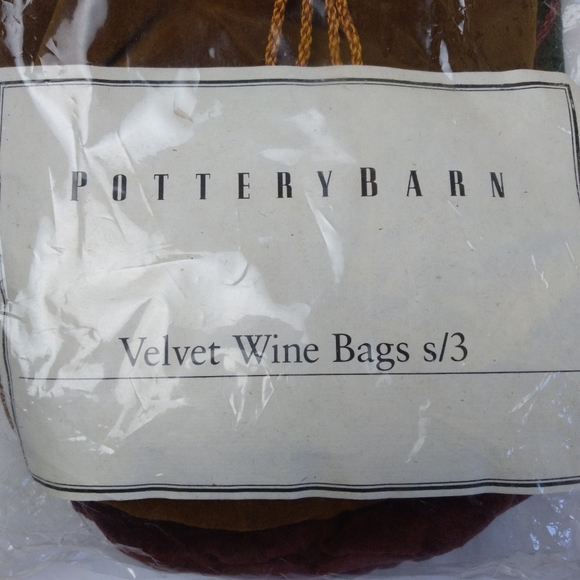Pottery Barn Velvet Wine Bag Multi Color Trio Set - Picture 8 of 11